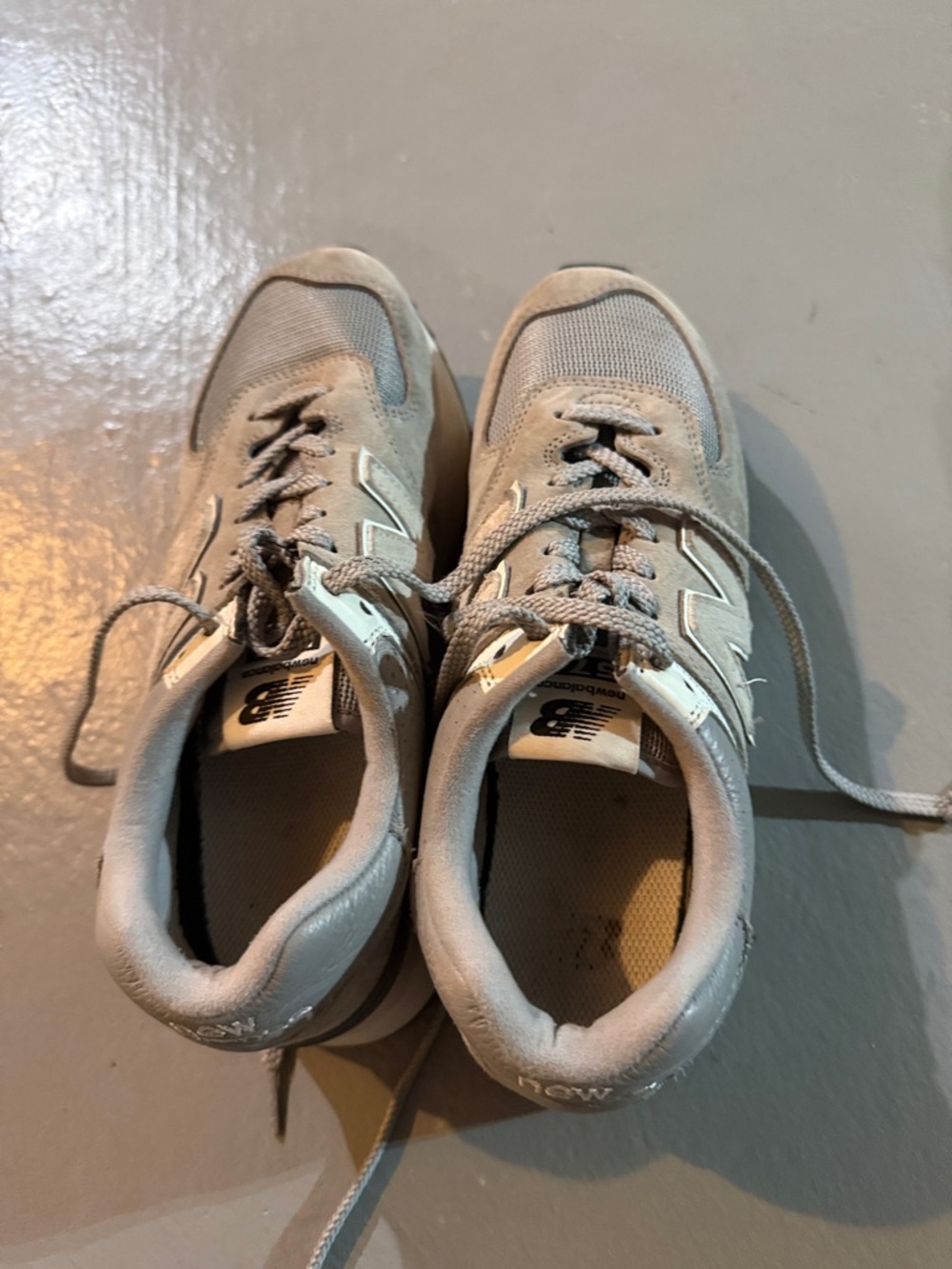 New Balance Light Gray Suede & Mesh Sneakers